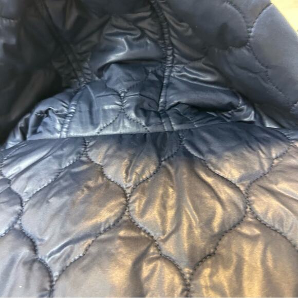 Kate Spade NY Quilted Zip Button Up Puffer Long Vest Navy Blue Tie Waist NWT NEW - Picture 5 of 11